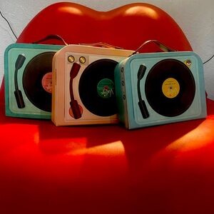 New Molly & Rex unused storage boxes Vintage Record player inspired